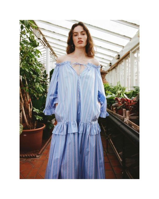 Lisa The Label Blue Le Jardin Blossom Puff Dress