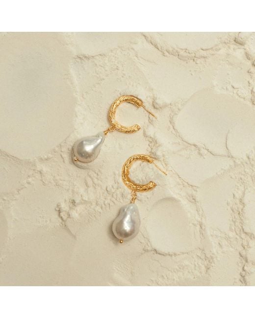 EVA REMENYI White Archaic Baroque Pearl Hoop Earrings