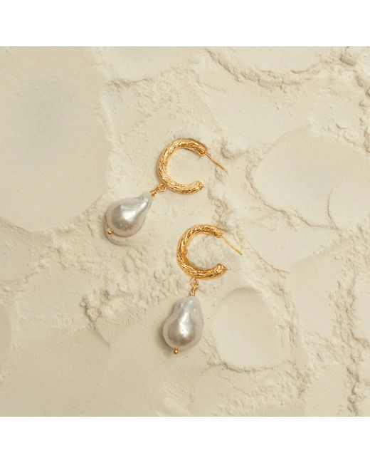 EVA REMENYI White Archaic Baroque Pearl Hoop Earrings