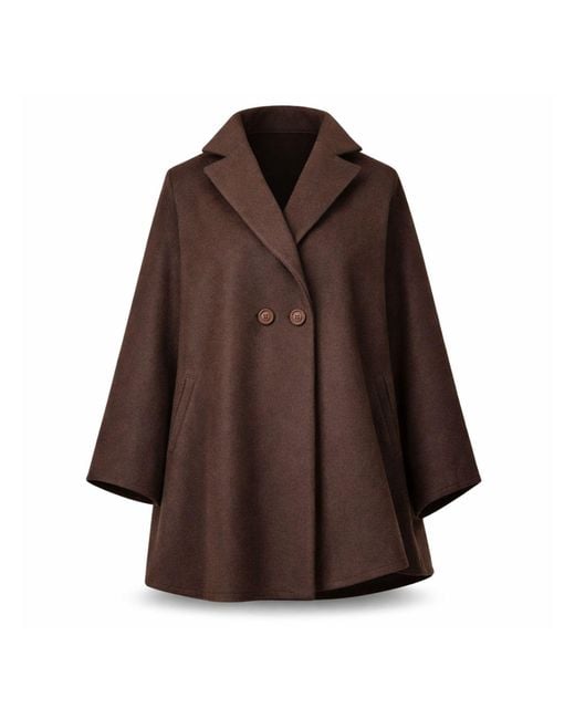 Nikka Place Brown Oversize Wool Cloak Coat With Pockets