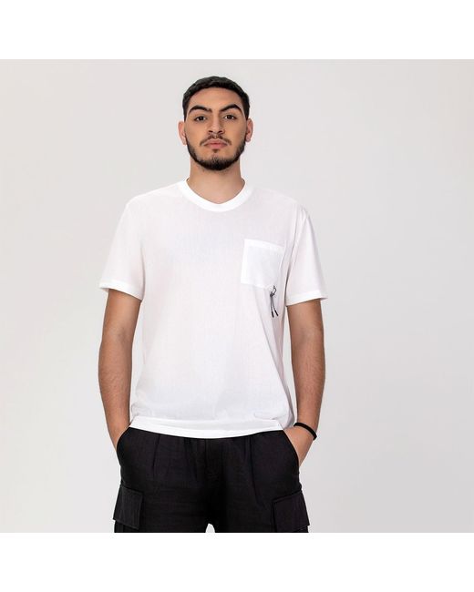 Smart and Joy White Pocket Detail T-Shirt for men