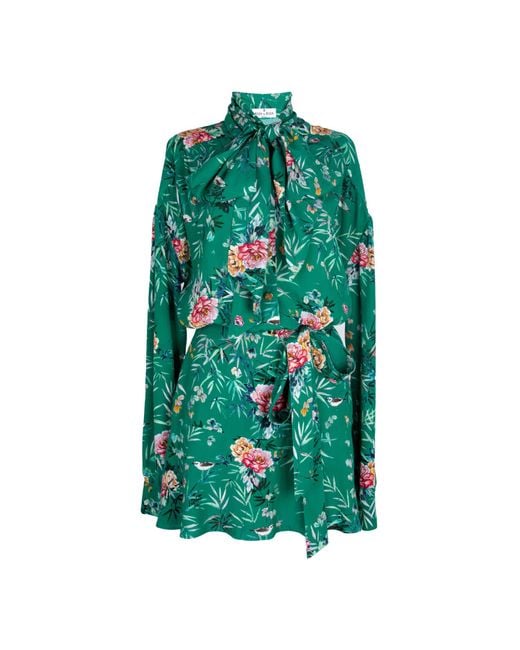 Rua & Rua Green Signature Mini Dress With Silk Lining And Floral Print
