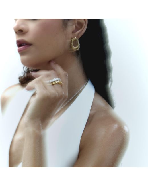 De Roms Metallic Molten Hoops Two Together Earrings