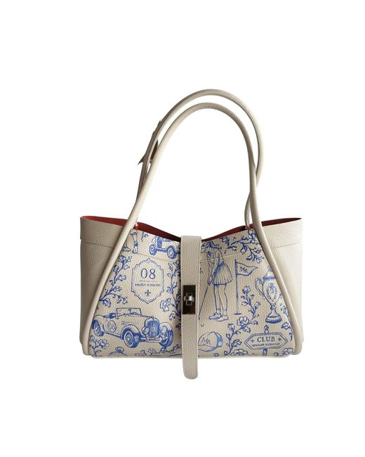 Maison Rubaiyat White Neutrals Evelyn Hand-Painted Leather Bag