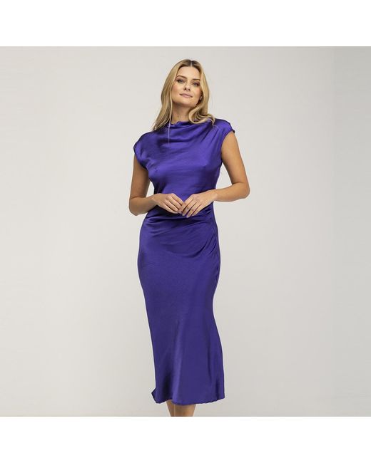 Tantra Spain Sl Purple Satin Maxi Draped Effect Dress