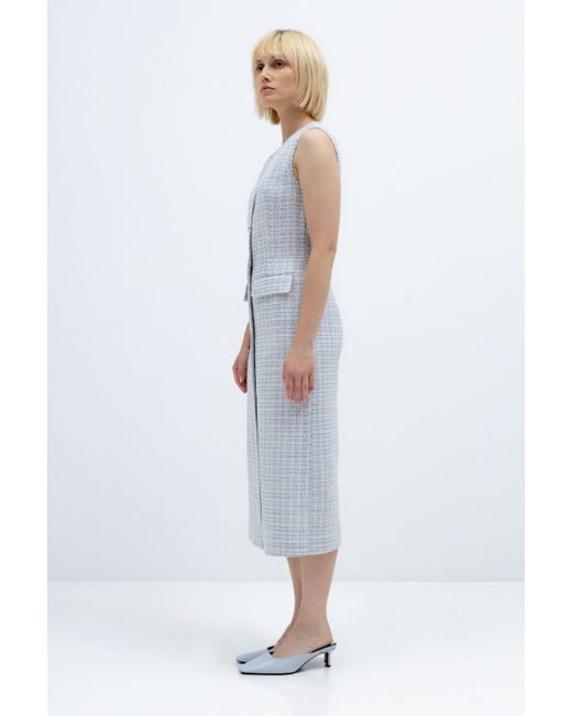 InAvati Gray Midi Light Fitted Dress