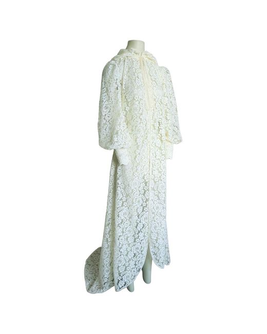 Couture to Your Door Blue Vintage Ivory Lace Wedding Hooded Cape Coat
