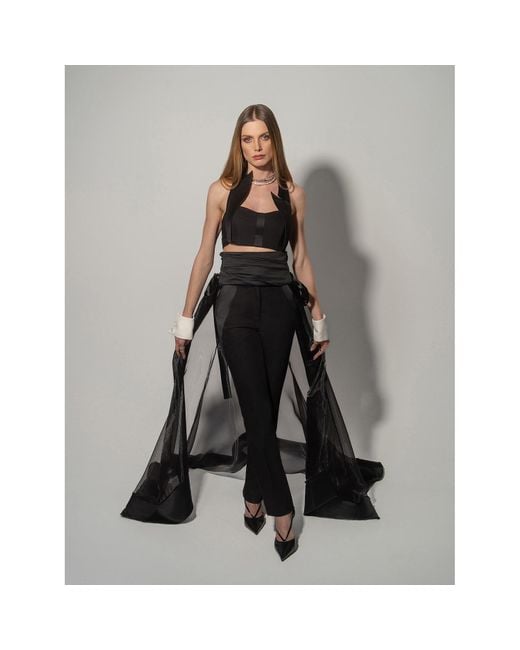 Tia Dorraine Black Hypnotic Glow Sheer Organza Overskirt