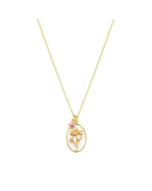 SET & STONES Metallic Katrina Birth Flower & Birthstone Charm Necklace- October