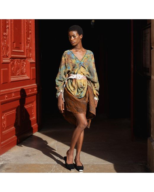 Miro Misljen Multicolor Metamorphosis Hand-Painted Dress