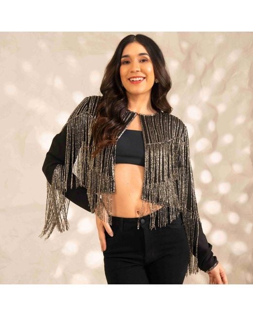 Rose & Nancy Black Scarlett Fringe Jacket