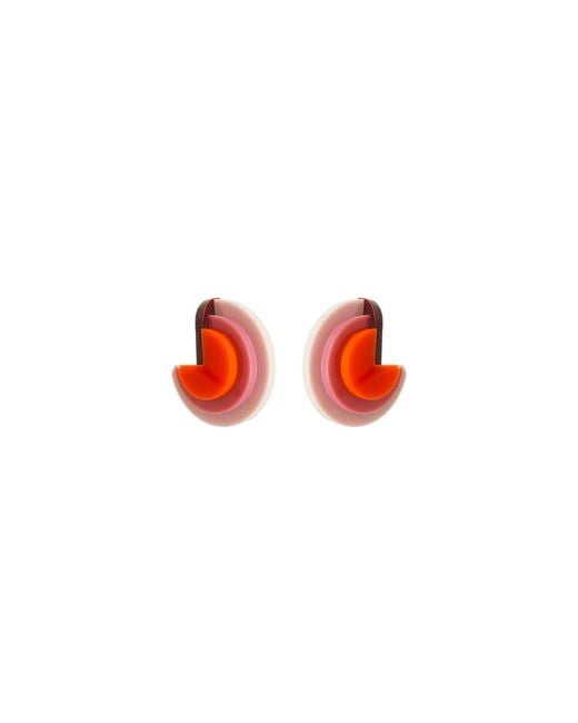 Gissa Bicalho Red Handmade Acrylic Earring Discs Layers Antique