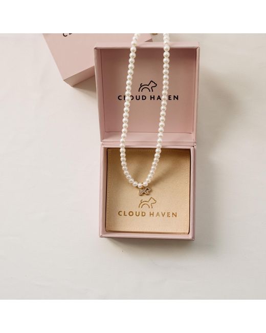 Cloud Haven Metallic Faux-Pearl Logo Pendant Necklace
