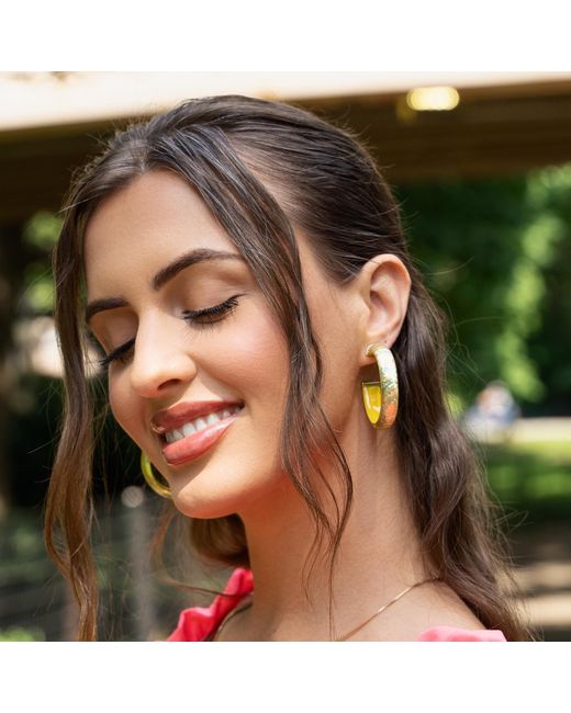 Gold & Honey Multicolor Rainbow Glitter Lucite Hoops