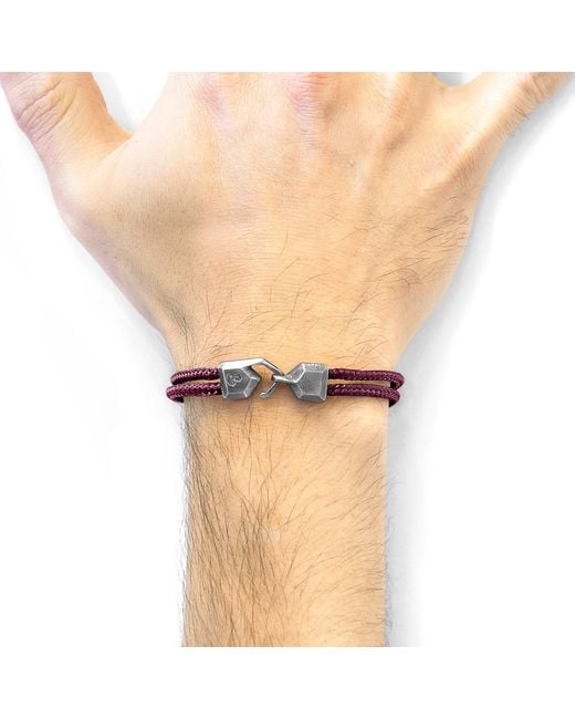 Anchor and Crew Red Aubergine Cromer & Rope Bracelet for men