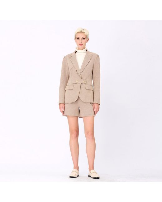 Smart and Joy Gray Micro Houndstooth Strap-On-Side-Waist Jacket