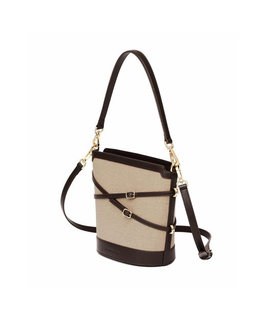 Owlish Studio Metallic Glacier Canvas Vegan Leather Bucket Bag