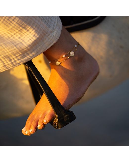 Ebru Jewelry Metallic Pearl Seashell Dreams Anklet