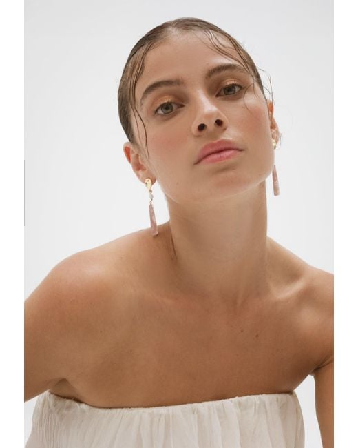 Lavani Jewels White Melina Rose Quartz Earrings