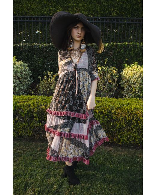 Jennafer Grace Black Hana Heather Velvet Ruffle Maxi Dress