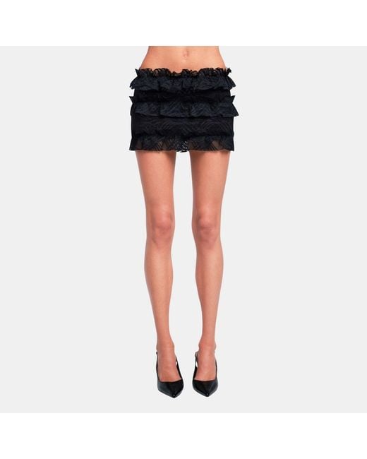OW Collection Black Grace Ruffle Mini Skirt