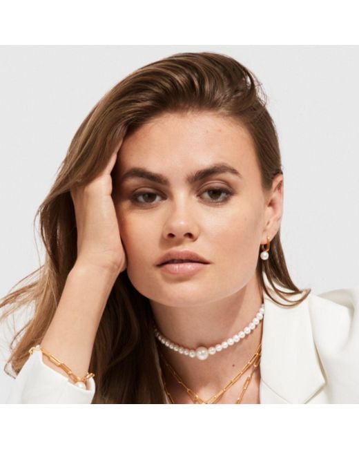 Ora Pearls Metallic Aetis Pearl Hoop Earrings