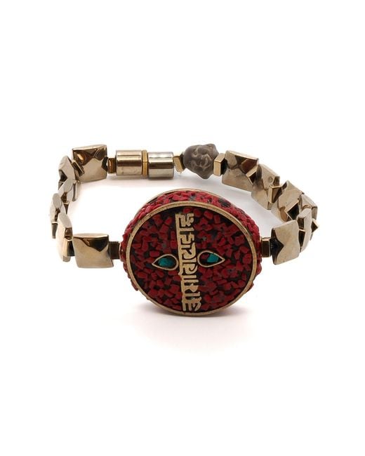 Ebru Jewelry Brown Om Mani Padme Hum Coral Mantra Bracelet