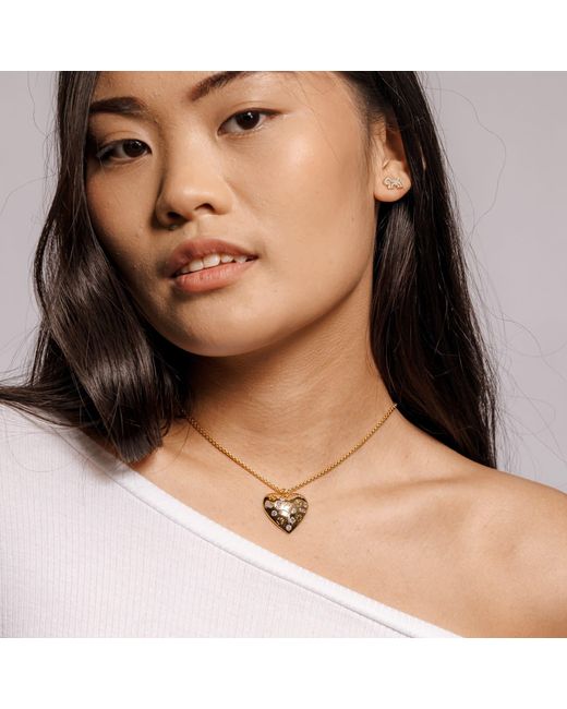 Cloud Haven Metallic Paw Prints On My Heart Necklace