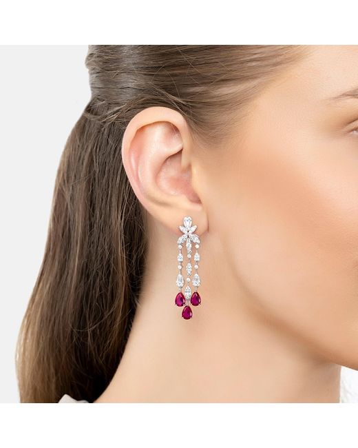 Latelita London Pink Duchess Ruby Drop Earrings