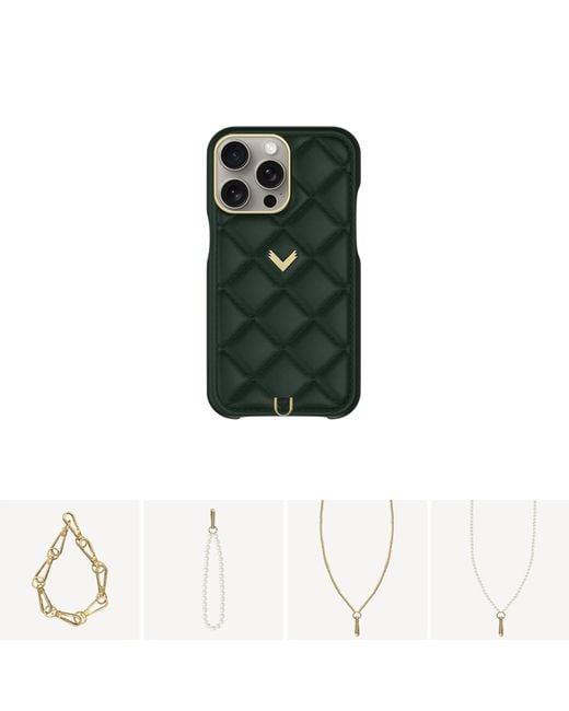 Velante Green Calf Leather Phone Case, Kanda Texture, Lock Edition, British