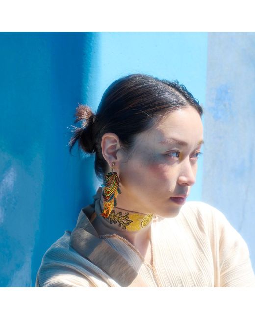 Nana Watanabe Multicolor See The Light Luminous Embroidered Earrings