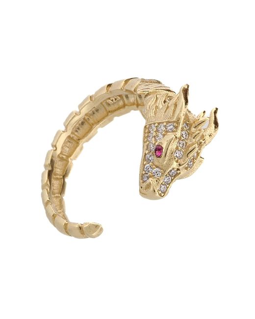 Ebru Jewelry Metallic Ruby Eyed Guardian Dragon Design Ring