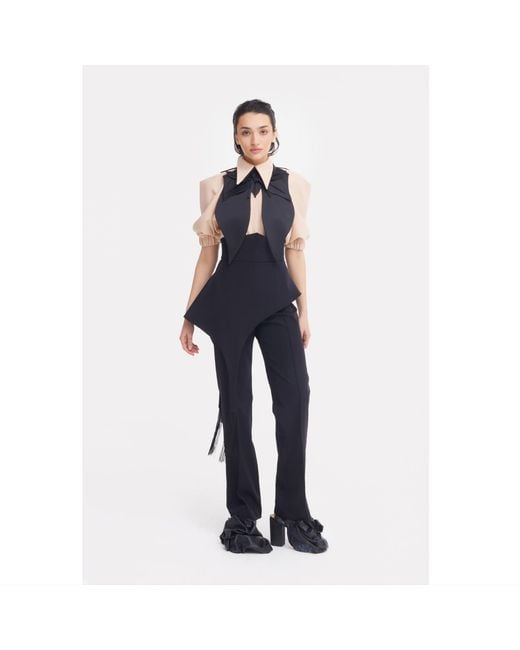 Julia Allert Black Oversized Satin Bib Collar
