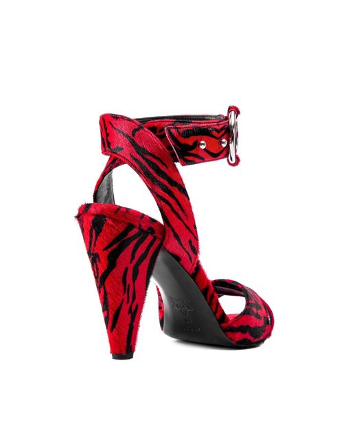 Rosamund Muir London Red Montana & Zebra Print Calf Hair Heels