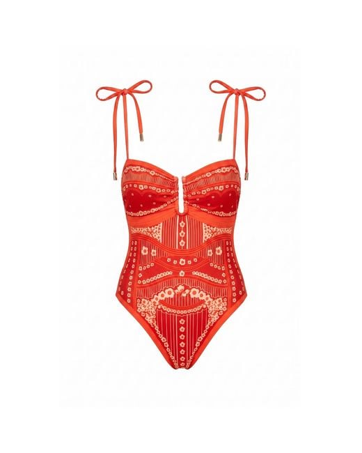 Jessie Zhao New York Red Sunset Safari Reversible One Piece Swimsuit