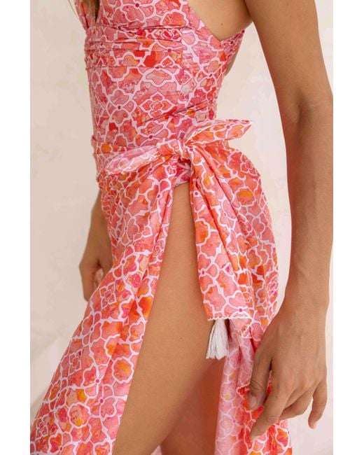 Sophia Alexia Pink Marble Mosaic Cotton Sarong