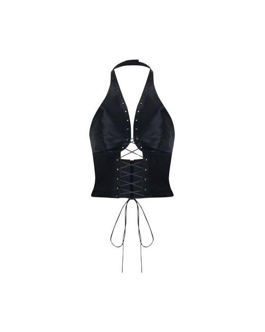Pcfg Blue The Party Edit Crisscross Neck Lace-Up Top