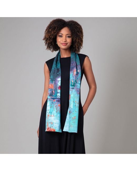 Alie Street London Blue Azra Woven Scarf Aquatic Ombre