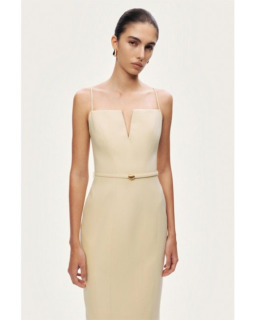 Nocturne White Strappy Belted Midi Dress