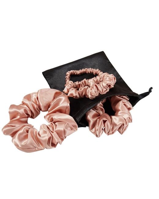 Soft Strokes Silk Red Set Of Four Pure Mulberry Silk Scrunchies