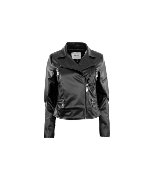 Theo the Label Black Hera Vegan Leather Biker Jacket Zipper