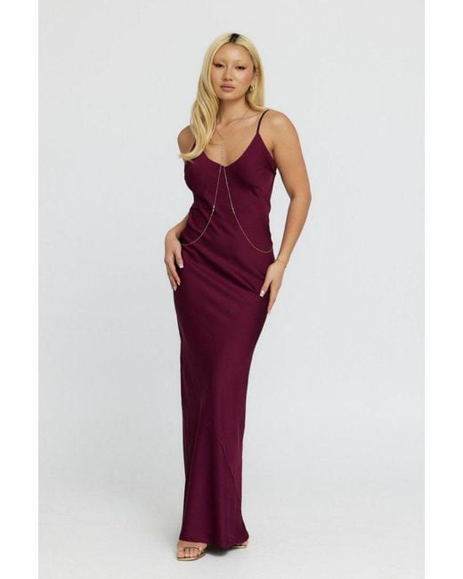 Why Mary Purple Isis Bias Maxi Slip Dress