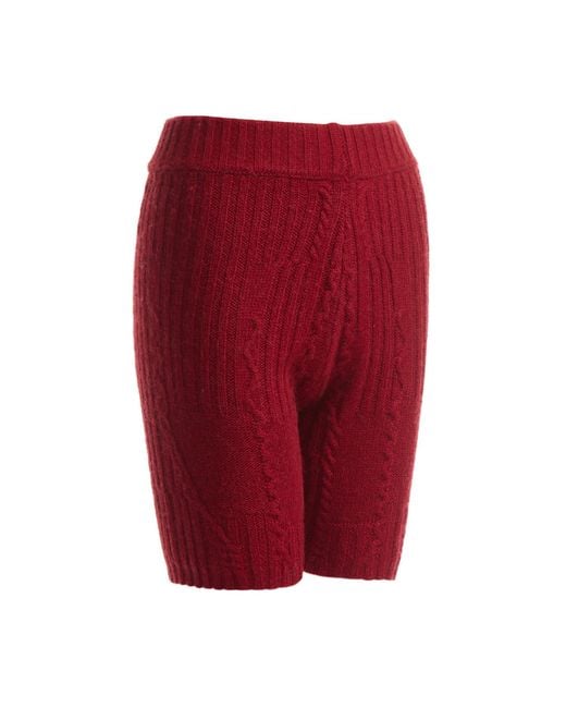 Fully Fashioning Red Fern Cable Wool Blend Knit Shorts
