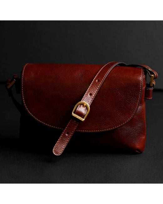 Time Resistance Brown Leather Cross Body Bag For