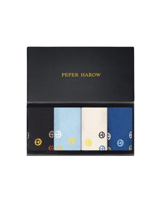 Peper Harow - Made in England Black Peace Trainer Socks Gift Box for men