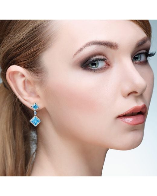 Artisan Blue Topaz, Sapphire & Diamond Drop Earrings