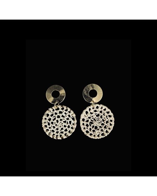 Nart Nature Making Art Metallic The Small Dreamcatcher Buriti Natural Fiber Earrings
