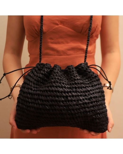 Springmoonatelier Black Handmade Raffia Shoulder And Crossbody Bag – Chic And Elegant