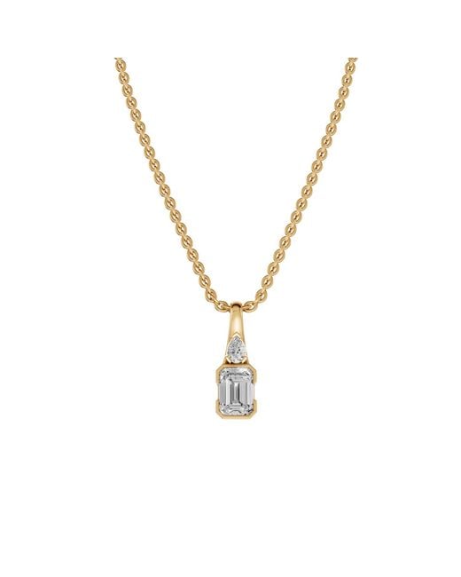Aya Fine Jewelry Metallic 1.36 Ctw Emerald & Pear Cut Lab Diamond Pendant Necklace