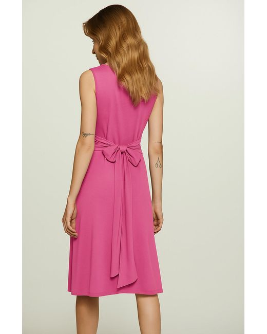 Conquista Pink Orchid Sleeveless Jersey Dress With Waist Tie